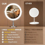DEXHOM Professional 8" Large Lighted Makeup Mirror with Brighter Lights, 1X/10X True HD Magnifying Mirror with 3 Color Dimmable Lights, 92 Shadowless LEDs, 360°Swivel Seamless Vanity Mirror, Chrome