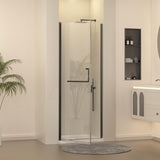 Frameless Pivot Shower Door 29-30" W x 72" H, Pivot Swing Shower Glass Door with 1/4"(6mm) Clear Tempered Glass Shower Door, Easy to Clean Bathroom Shower Door, Matte Black