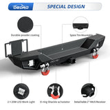 OEDRO Rear Bumper w/ 2 LED Lights Fits for 18-26 Jeep Wrangler JL 4Dr/ 2Dr