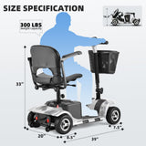 SUNDERWELL Mobility Scooters for Seniors & Adults, Compact Foldable Mobility Scooter with Tool-Free Disassembly, 15 Miles Electric Powered Mobility Scooters with 300 lb Capacity & USB Port (Silver)