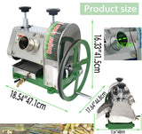 Commercial Sugar Cane Ginger Press Juicer with 3 Rollers and 2 knives, Manual Suger Cane Squeezing Juicer, Stainless Steel Filter Disc and Mesh, High Juice Yield BEILOCKERY