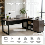 Large Office Desk with Cable Management, Reversible Corner Computer Desk, Modern Workstation for Business Office