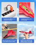 ANTSIR F22 RC Airplane, 2.4GHz Remote Control Jet with Gyro Stabilizer, LED Lights, 2 Batteries, Easy to Fly for Kids Boys Adults Beginners (Red)