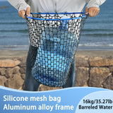 SEASPRO Telescoping Fishing Net Blue Aluminum Alloy Rubber Fish Net - Adjustable Length Lightweight Foldable Large Fishing Net with Handle Collapsible Extendable Fishing Accessories