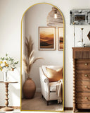 NBGV 59"x16" Floor Mirror Full Length, Arched Full Length Mirror with Stand, Full Body Mirrors for Bedroom Living Room or Cloakroom Gold