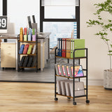 Rolling Book Cart with Removable Dividers, 3-Tier File Cart with Wheels, Utility Storage Rack for Office, Home, Classroom