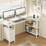OLIXIS 55" L Shaped Gaming Computer Desk with Drawers and Power Outlet