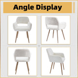 Furry Desk Chair, Comfy Armchair with Faux Fur for Teen Girls, White, 2PCS