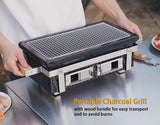 ONLYFIRE GRILLS Charcoal BBQ Hibachi Grill with Grid Lifter, Portable Yakitori Grill with Stainless Steel Grate, Barbecue Stove for Outdoor Camping Picnic Patio Backyard Cooking, GS306