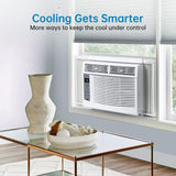 Smart 6000 BTU Window Air Conditioner with WiFi, Window AC Unit with Remote & App Control, Timer Function & Easy Install Kit, Cools Up to to 350 Sq. ft., for Bedroom, Living Room