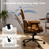 HomeZeer Brown Office Chair with Memory Foam Cushion, Fabric Office Chair with Wheels and Arms
