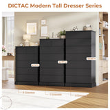 DICTAC Black Tall Dresser for Bedroom with 8 Drawers, 59.6" Tall Dressers & Chests of Drawers, Modern Wood Closet Organizer and Storage Cabinet, Large Vertical Dresser for Bedroom, Closet, Hallway