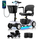 Mobility Scooters for Senior Adults, 15 Mile Electric Mobility Scooter with Detachable Battery, 4 Wheels Foldable Mobility Scooter with LED Headlights and USB Charging Port, 300 lbs Capacity (Silver)