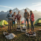 Stainless Steel Camping Kitchen Cookware Set - Frying Pan With Detachable Handle - Nesting Pots for Backpacking, Camp, and RV Cooking - 6 Piece Mess Kit - 1.5L Frypan, 1.5L Small Pot & 3.5L Medium Pot