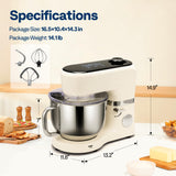 VIVOHOME Stand Mixer with Fermentation, One-Touch Presets Electric Dough Mixer with 6 Qt Bowl, Kitchen Standing Mixer for Baking, White