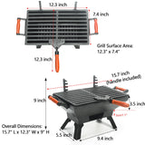Sungmor Compact Cast Iron Charcoal Grill - Tabletop BBQ Grill with Adjustable Grate & Wooden Handles, 12” x 7” Ideal for 1-3 People - Portable Heavy-Duty Grill for Camping, Balcony & Small Spaces