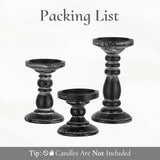 Inweder Wood Pillar Candle Holder: 3Pcs Rustic Black Candle Holders for Pillar Candles Wood Candle Holders Distressed Wooden Farmhouse Candle Holder Large Rustic Candle Holder for Fireplace Table