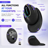 J-Tech Digital Ergonomic Mouse with Wireless Connection, Removable Palm Rest, Thumb Buttons