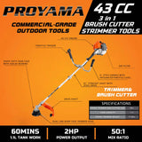PROYAMA 42.7cc Gas Weed Wacker, 3 in 1 Weed Eater Gas Powered, Brush Cutter and Gas String Trimmer 2-Cycle Extreme Duty