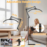 KALVISH New Upgrad 2-in-1 Lash Light for Eyelash Tech, Foldable LED Half Moon Floor Lamp, Esthetician Light for Tattoo Art, Nail, Craft,Extensions - Adjustable Brightness Color, Rotating Arm(Black)