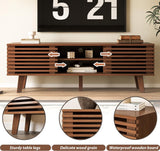 MAISONARIA Living Room Table Sets of 2, Mid Century Coffee Table & Dresser TV Stand, Sliding Door Coffee Table with Storage, Modern TV Stand for Bedroom, Living Room, Walnut