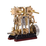 MechPuConToy Engine Model Kit That Works, Vertical Two-Cylinder Reciprocating Steam Engine Model with Oil Cup Support Forward and Reverse Rotation for 80-120CM Steam Model Ship (Boiler Not Included)