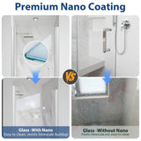 KPUY Pivot Shower Door, 26-28" W x 72" H Frameless Single Swing Glass Shower Door with Explosion-Proof Film Nano Coating, 1/4" (6mm) Thick Tempered Clear Glass, Brushed Nickel