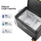 BougeRV 12 Volt Car Refrigerator, CRS 53 Quart Portable Fridge Freezer with APP Control, -4℉ to 68℉ Compressor Electric Cooler with Wheels
