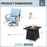 MFSTUDIO 5 Piece Metal Patio Furniture Set with Fire Pit Table, Blue