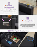 62" W Leather Loveseat and 2 Chairs, Living Room Sets w/Charging Station
