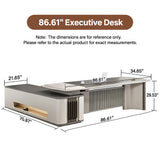 HHEvergreenEnsemble Executive Desk with Storage Cabinet (86.61IN)