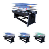 RACK Triad 7-Foot 3-in-1 Multi-Game Swivel Billiard/Pool Table (Black Felt with Black Body) – Pool, Table Tennis & Air Hockey Combo Game Table for Adults & Kids, Home Game Rooms