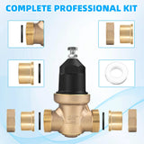 NR3XLDU 3/4" Pressure Reducing Valve With Double Union FNPT Connection, Replacement for Zurn Wilkins 34-NR3XLDU, Complete Accessories Kit, Built-In Stainless Steel Filter