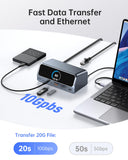 Selore 13-in-1 Laptop Docking Station with 2.26" LCD Display, 160W Max Output, Dual 4K HDMI, 10Gbps USB A/C Ports