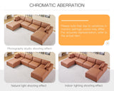 AMERLIFE 152 Inches Modular Sectional Couch, Feather Down Filled Sectional Sofa, 6 Seats U Shaped Couch with Chaise, Ottoman, Oversized Sofa for Living Room Apartment, Brown Anti-Scratch Leathaire