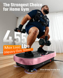 Vibration Plate Exercise Machine for Weight Loss and Lymphatic Drainage - 330lb Vibrating Platform for Home Gym Workout, Full Body Shaker Pilates Equipment with 2 Bands for Women and Men - Pink