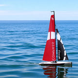 Ssccgym 53" Remote Control Boat Wind Power 2.4G Unpowered Assembled Electric RC Sailing Boat for Hobby Adults (S)
