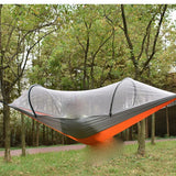 ZENIXXXX Net Hammock Outdoor Camping Anti-Rollover Nylon with Single Automatic Quick-Opening Pole(E)