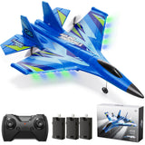 Tubokoro Foam RC Plane for Kids Adults Beginner, Remote Control Airplane RC Jet Helicopter Plane for Kids Adults with 3 Batteries, 2.4GHz Remote Control Fighter Toys with Gyro Stabilizer Easy to Fly