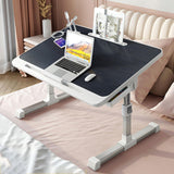 MDYHY Adjustable Height Laptop Desk, Foldable Bed Tray Table, Portable Lap Desk with Storage Drawers