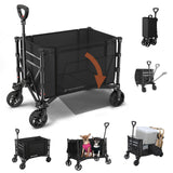 Raynesys 3 in 1 Collapsible Wagon Converts to Bench, 220lbs Foldable Wagon Cart with Wheels, 120L Shopping Cart, Black