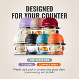 Non Toxic Air Fryer™ - Glass AirFryer 5 Quart w/ 360 Visibility, Self-Cleaning, 400F Vortex Air Fryer for Even Cooking, BPA-Free Teflon Free, 9-in-1 Functions, Rotisserie, Roast, Bake, White