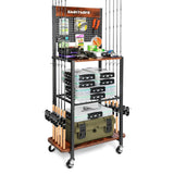 Ghosthorn Fishing Rod Holders for Garage Fishing Pole Holders Fishing Rack Hold up to 10 Rods Fishing rod Storage with Pegboard Hooks Fishing Rod Rack on wheels Fishing Pole Organizer Fishing Gear