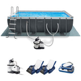 INTEX 26355EH Ultra XTR 18ft x 9ft x 52in Above Ground Swimming Pool Set with Sand Filter Pump, Inflatable Lounge Pool Recliners (2-Pack) and Inflatable Beverage Cooler