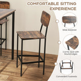 Giantex 5-Piece Dining Table Set W/Counter Height Table & 4 Bar Stools, Industrial Kitchen Dining Set W/Footrest & Backrest