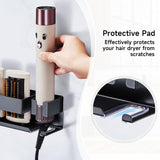 Hair Tool Organizer for Wall Mounted Curling Iron Holder, Hair Dryer Holder for Curling Iron Accessories Storage, Bathroom Hair Straightener Organizer for Hair Styler Attachments Storage (Black)