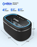 onlikin 35W Ultrasonic Jewelry Cleaner, 45KHz Retainer Cleaner for Jewelry, 5 Timer & 3 Power Modes, Eyeglasses, Rings, Watch Strap, Dentures - 20oz, 304 Stainless Steel Tank, Quiet <38dB (Black)