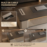 kmnub 70.9 in Luxury Solid Wood Executive Desk with Storage & Drawers