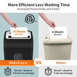 Paper Shredder for Home Office,VidaTeco 14-Sheet 60-Mins Micro Cut Shredder with US Patented Blade,Shred Card/CD/Clip/Staple,for Home Use Heavy Duty,AUTO Jam Proof,5.3-Gallon Pullout Bin(ETL) VidaTeco