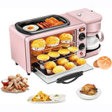 GHRERTX Electric Breakfast Machine,3-in-1 Breakfast Station with 1.2L Cooking Pot, 9L Large Capacity Baking Area, and Coffee Maker,100-230° Temperature Control & 30min Timing,for Kitchen(Pink)